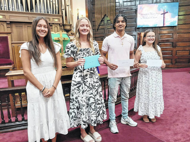 <p>Scholarship recipients who received their awards Sunday included: Brianna McDaniels, Lottie Best, Mason Thomas and Emerson McCraw.</p>
<p>Courtesy photo</p>
