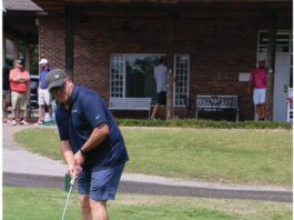 
			
				                                Burt Ayers warms up practicing putting before he and his team entered the fray at the April 19 NETC Trailblazer Tournament at Marlboro County Golf and Recreation Complex.
                                 Photos| Northeastern Technical College 

			
		