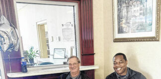 
			
				                                Calvin Wyatt and Chief Crosland. (Photo by Stephanie Walcott).
 
			
		