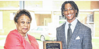 
			
				                                Mrs. Dannie Blair, EMBODI chair and Jamison Bethea, recipient; Jamison Bethea and Mrs. Gina Owens, chapter president. (Courtesy photo).
 
			
		
