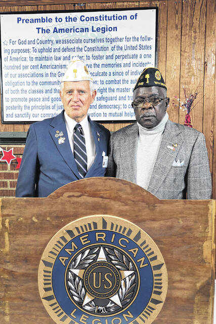 132144634_web1_9a978f69-136a-4081-b15e-8a542078207a
Pictured are (Left) Department Commander Jim Rabon and (Right) District Commander Larry Pouncy. (Courtesy photo).