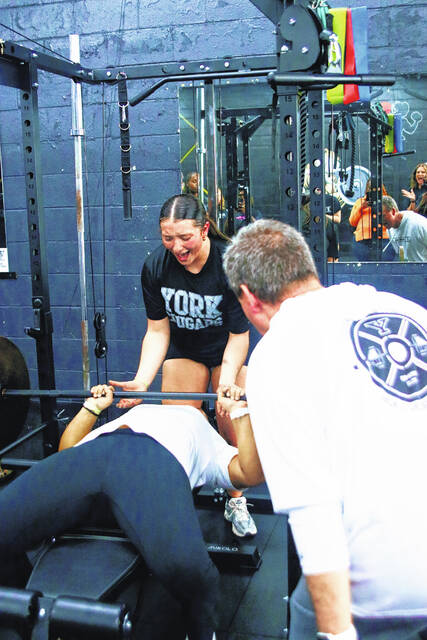Anaya Welch bench presses 155 lbs.
                                 Demarco Bostic | The Herald-Advocate