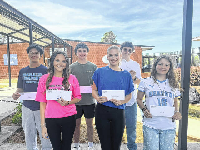 Marlboro Academy is pleased to announce their Junior Marshalls for the 2025 - 2026 academic year. Congratulations to Maddie Barber, Carley Gulledge, Leah Mason, Jacob Ho, Colt Stillwell (Chief Marshall) and Nathaniel Bowden!
                                 Submitted