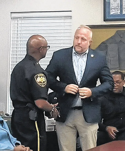 Sheriff Larry McNeil greets Congressman Russel Fry
                                 Lauren Monica | Herald Advocate